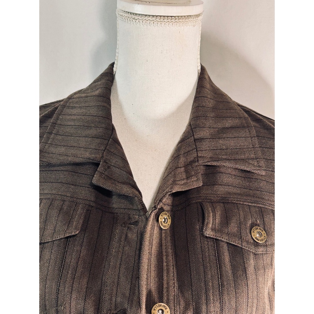 Rafaella Womens Brown Herringbone Pinstripe Button Front Jacket Blazer Brown - Picture 2 of 11